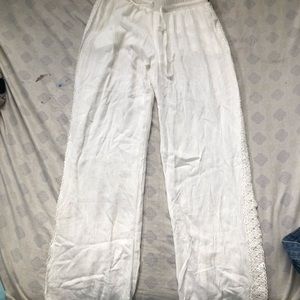 White airy boho pants